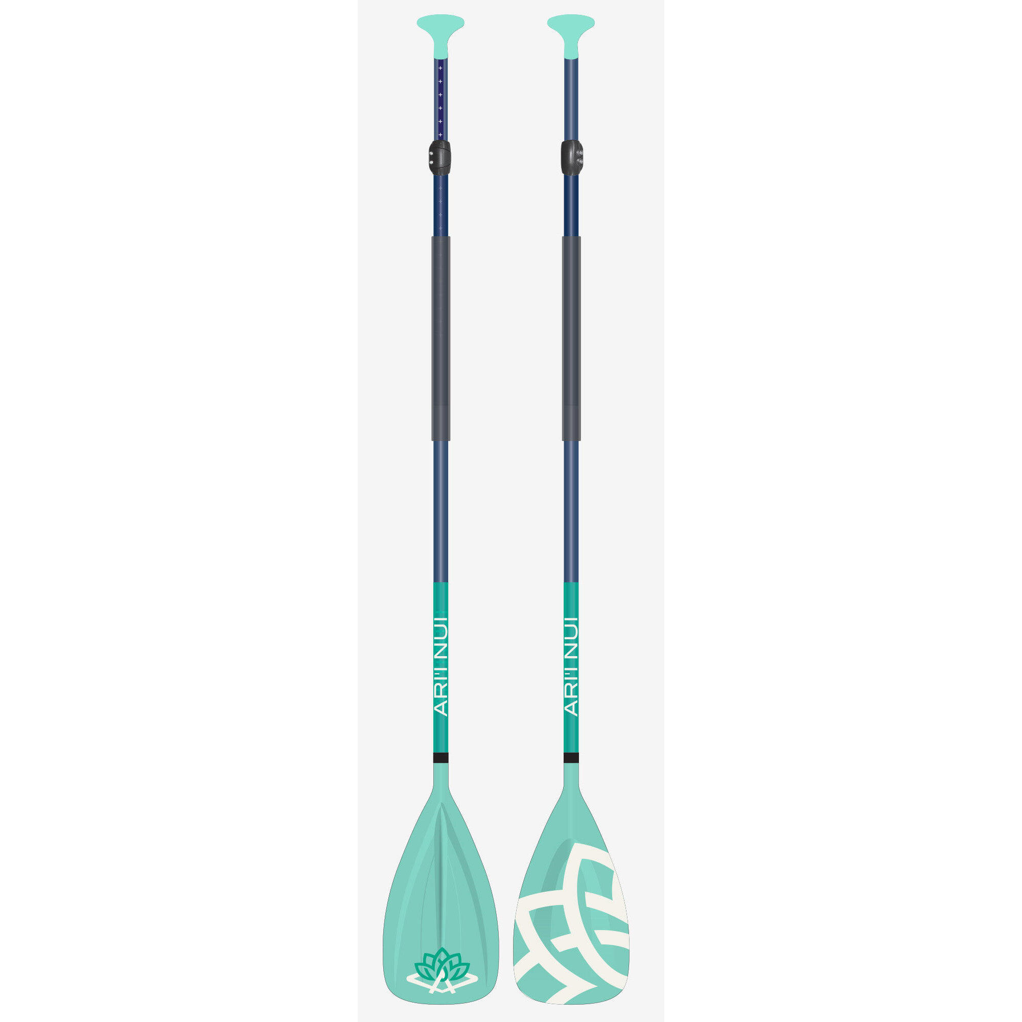 Paddle van SUP in Polycarbonaat/aluminium verstelbaar Navy/Turquoise