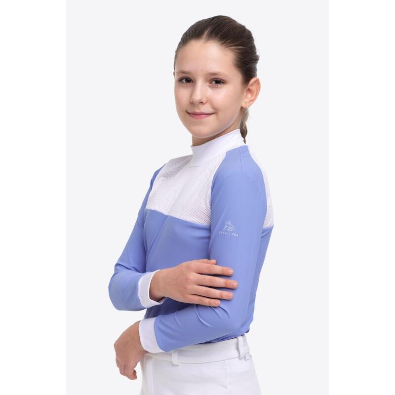 Polo de concours équestre BABY BLUE MESH KIDS- Manches longues, Vêtements équest