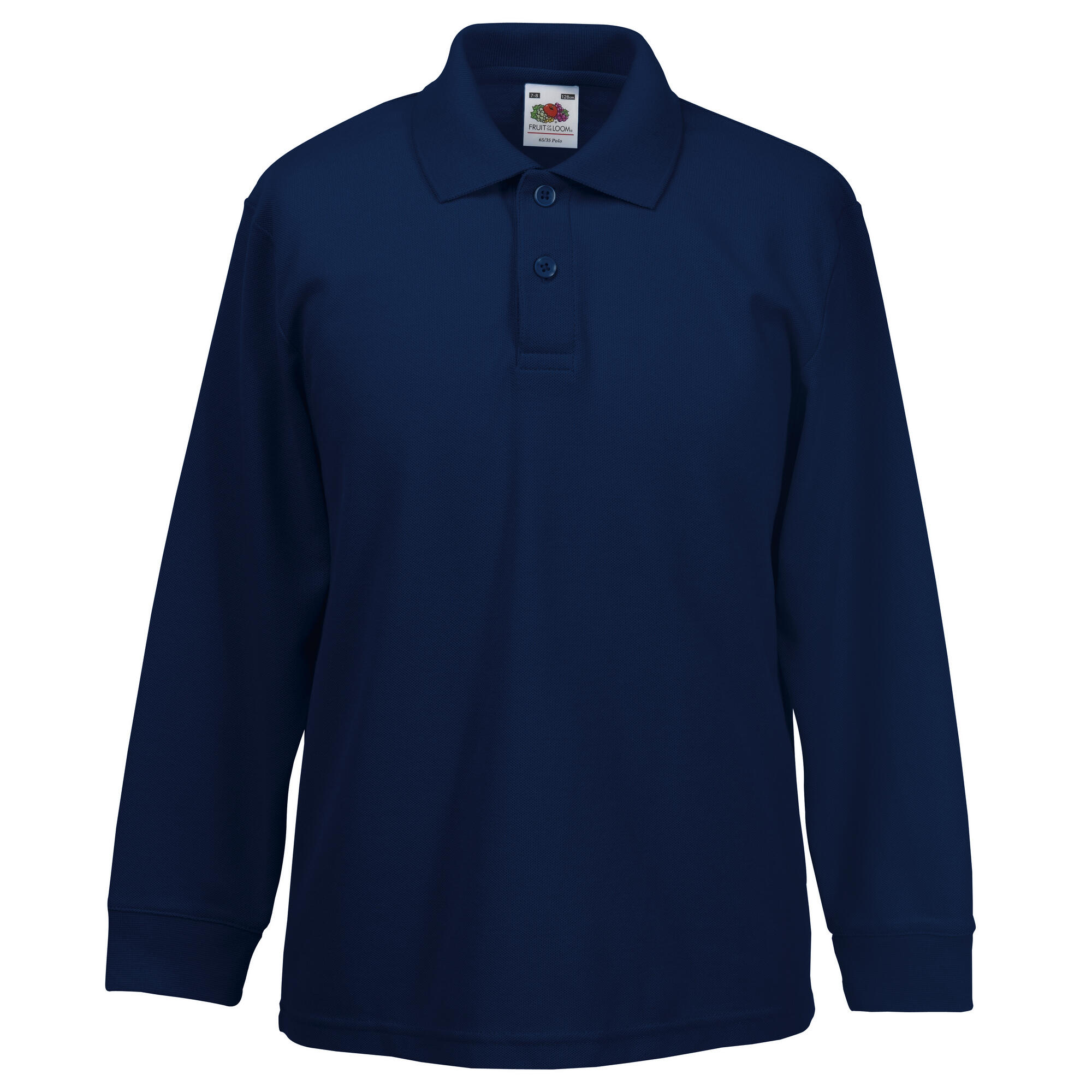 Fruit Of The Loom Childrens Long Sleeve 65/35 Pique Polo / Childrens Polo Shirts