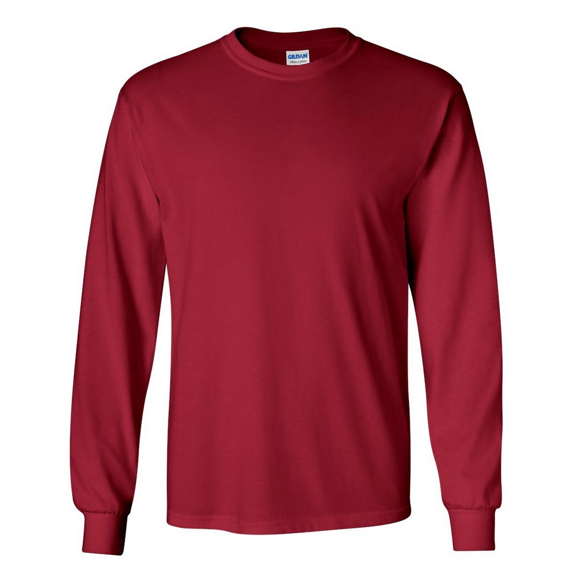 Gildan Mens Plain Crew Neck Ultra Cotton Long Sleeve T-Shirt