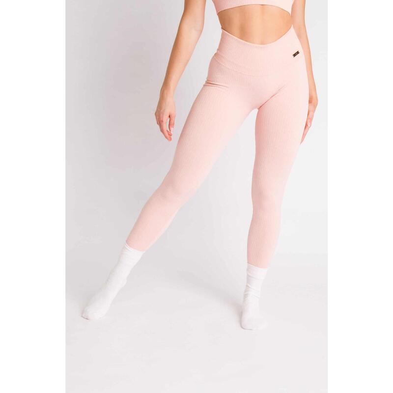 'Ribbbed Seamless Legging' - Malla Acanalada Fitness - Mujer - Rosa Palo