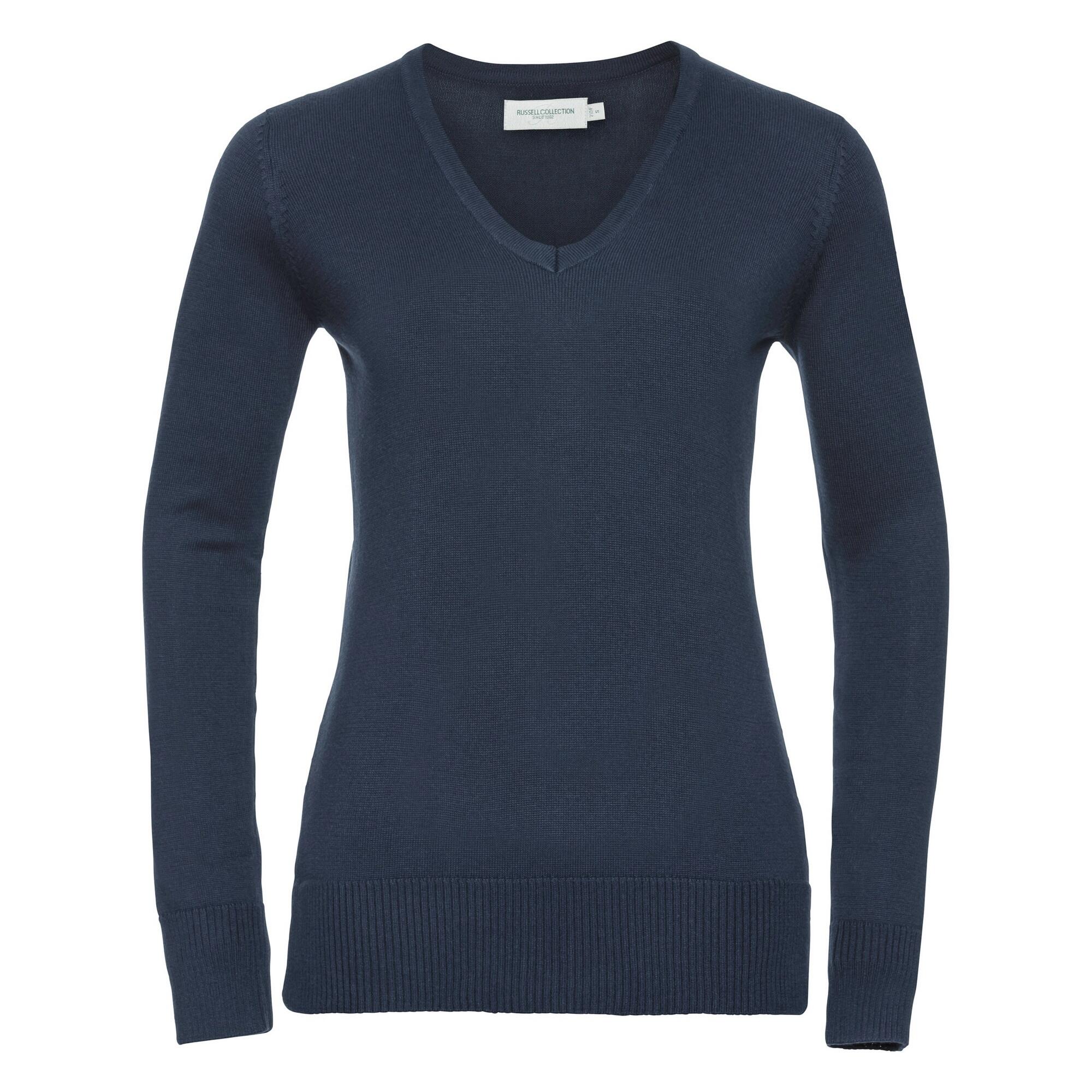 Russell Collection Ladies/Womens V-Neck Knitted Pullover Sweatshirt