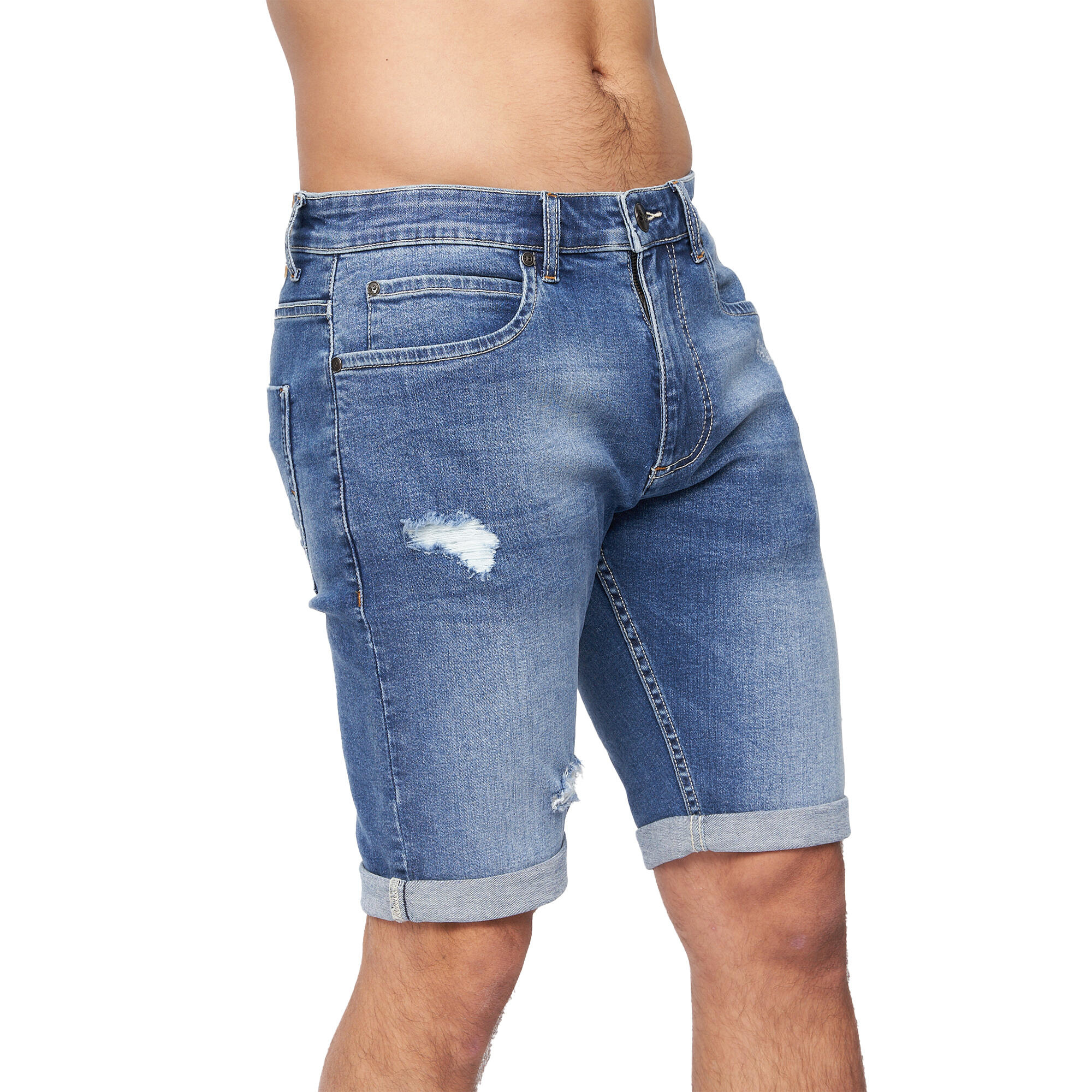 Crosshatch Mens Riptrey Abraised Denim Shorts