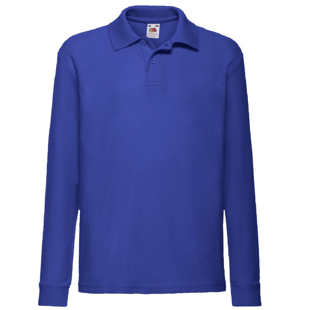 Fruit Of The Loom Childrens Long Sleeve 65/35 Pique Polo / Childrens Polo Shirts