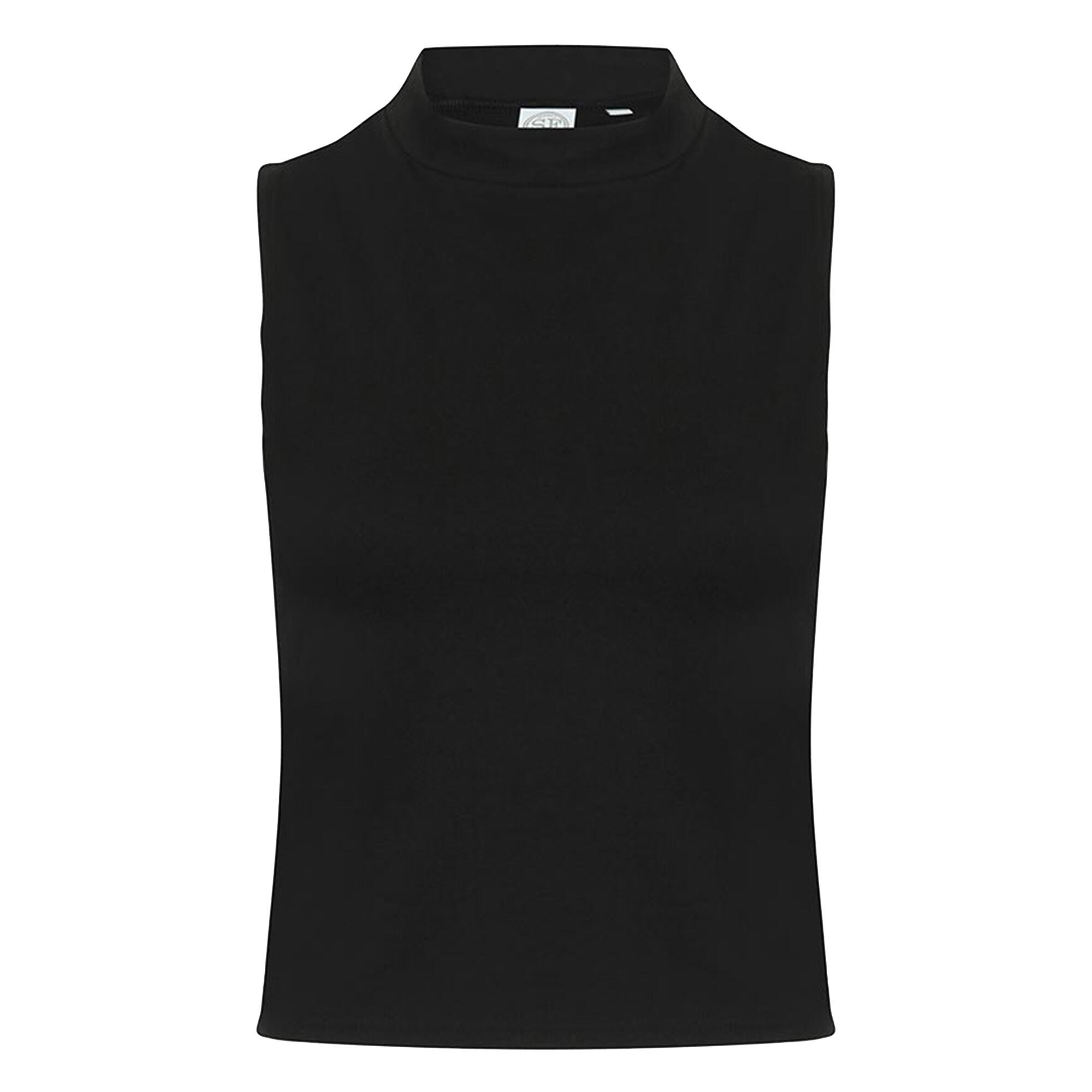 Skinni Fit Womens/Ladies High Neck Crop Sleeveless Vest Top