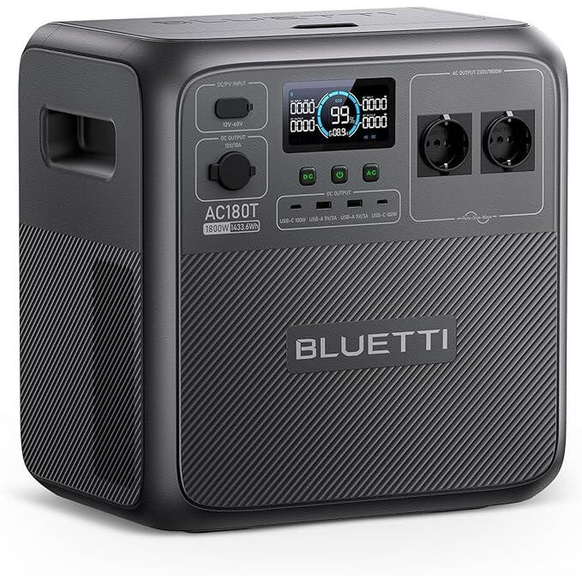 Estação de energia portátil BLUETTI AC180T 1800W/1432Wh,gerador para camping