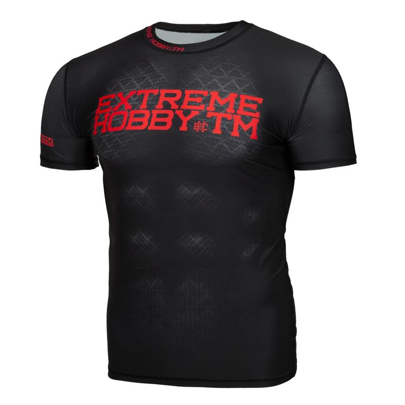 Rashguard do MMA męskie z krótkim rękawem EXTREME HOBBY BLACK ARMOUR