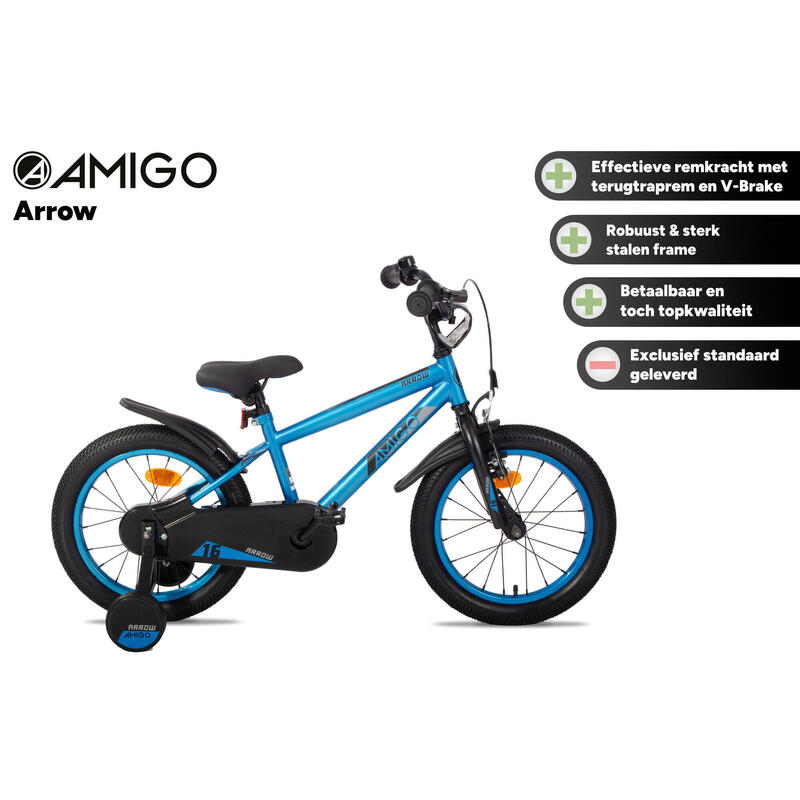 AMIGO Jongensfiets Arrow 16 Inch 25,5 cm Jongens Terugtraprem Blauw/Zwart