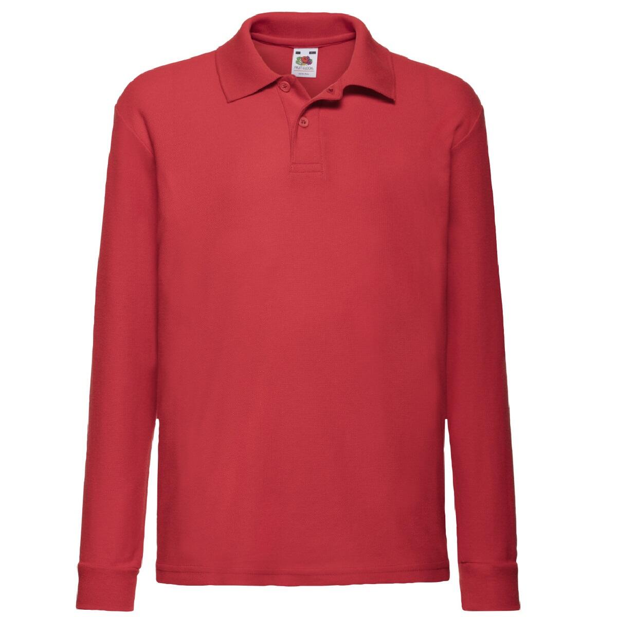 Fruit Of The Loom Childrens Long Sleeve 65/35 Pique Polo / Childrens Polo Shirts