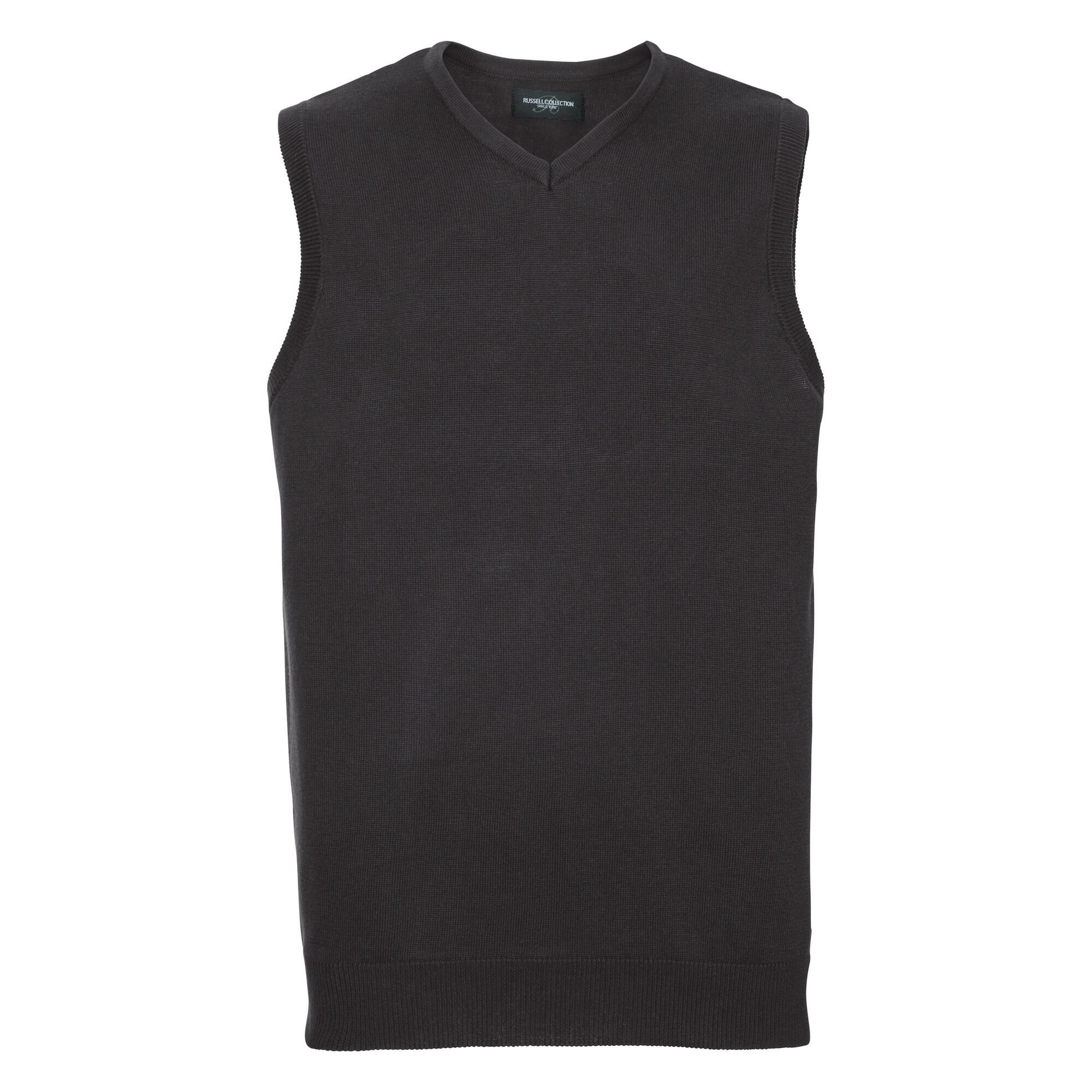 Russell Collection Mens V-Neck Sleevless Knitted Pullover Top / Jumper