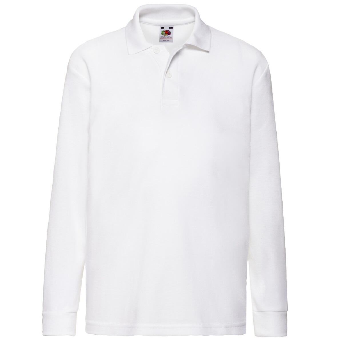 Fruit Of The Loom Childrens Long Sleeve 65/35 Pique Polo / Childrens Polo Shirts