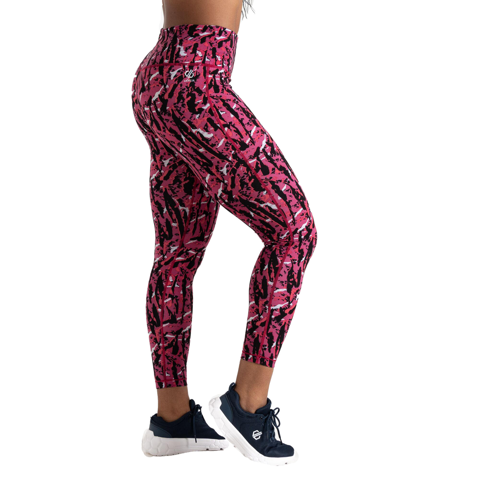 Womens/Ladies Influential Zebra Print Gym Leggings (Neon Pink) 3/5