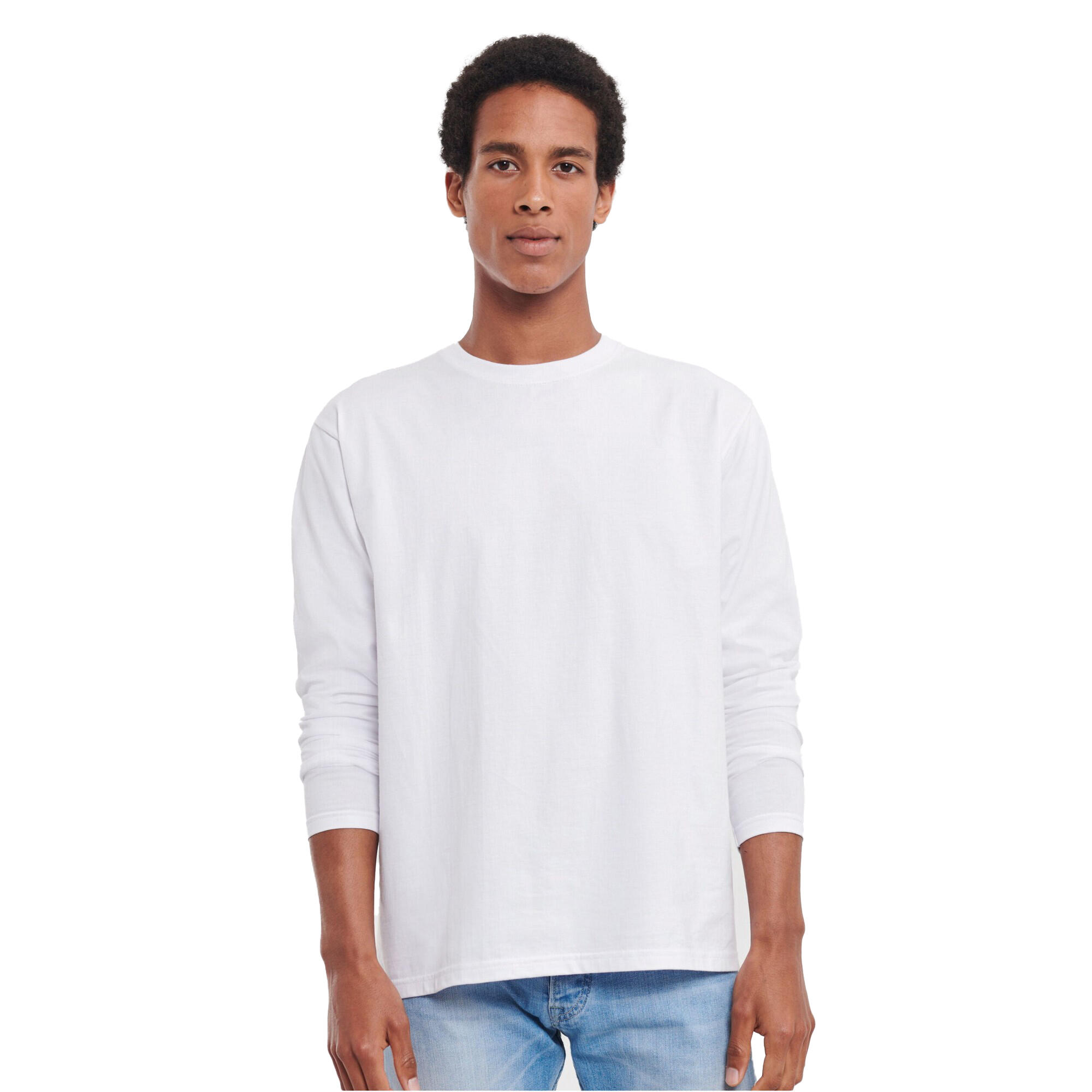 Russell Mens Plain Classic Long-Sleeved T-Shirt
