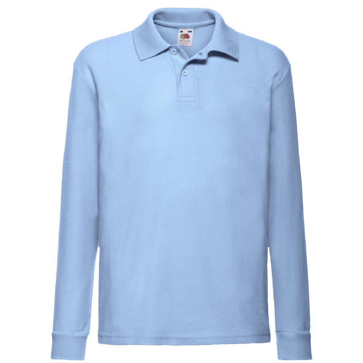 Fruit Of The Loom Childrens Long Sleeve 65/35 Pique Polo / Childrens Polo Shirts