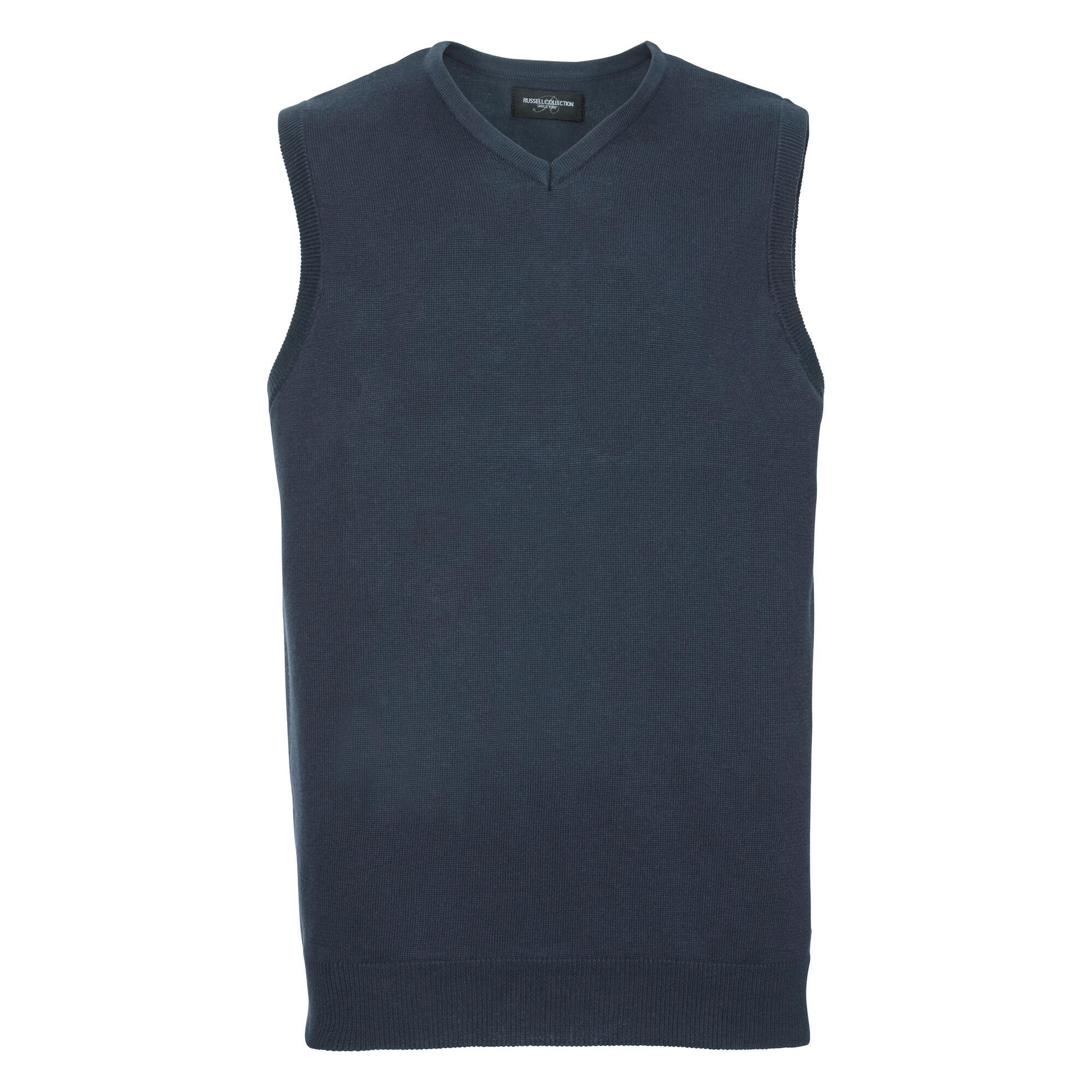 Russell Collection Mens V-Neck Sleevless Knitted Pullover Top / Jumper