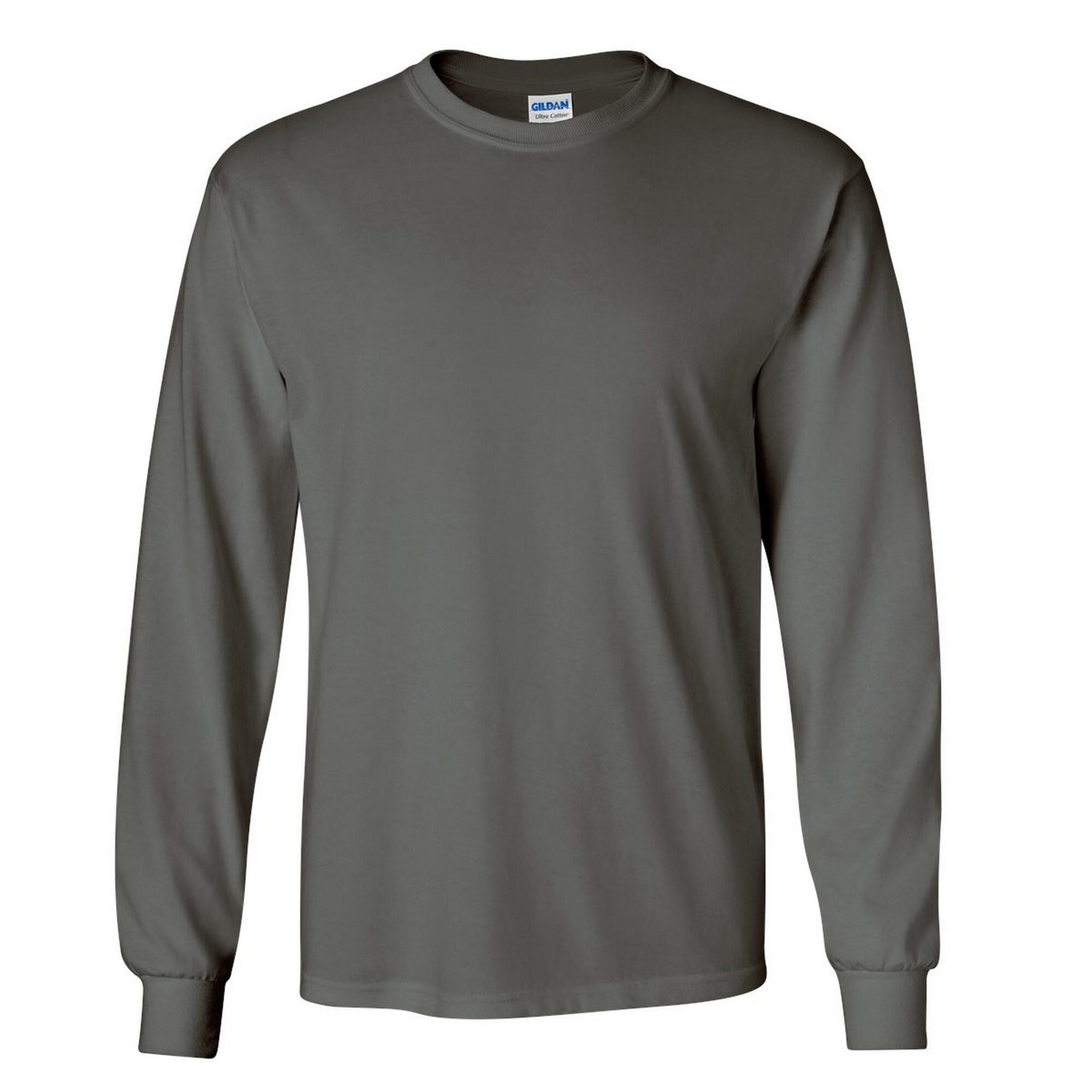 Gildan Mens Plain Crew Neck Ultra Cotton Long Sleeve T-Shirt