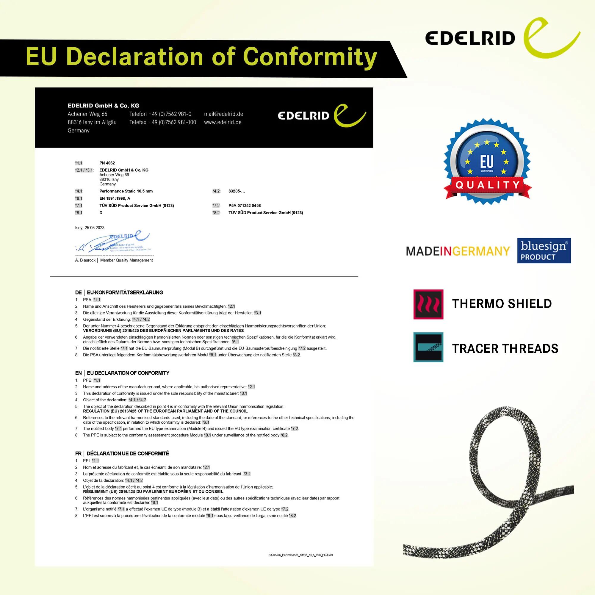 Performance 10.5 MM 100 MTR kernmantel Static Rope, UIAA certified (Night) -  4