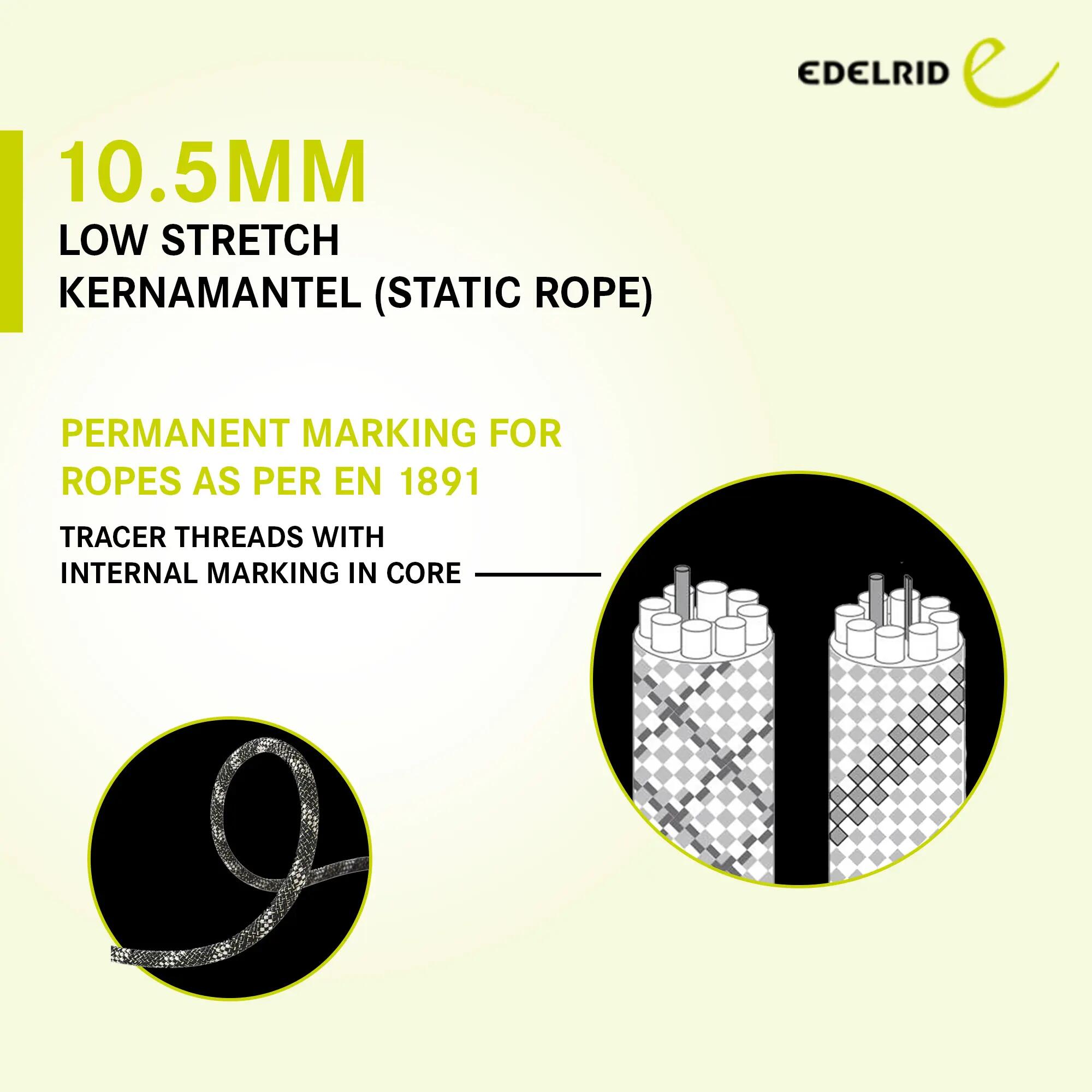 Performance 10.5 MM 100 MTR kernmantel Static Rope, UIAA certified (Night) -  2