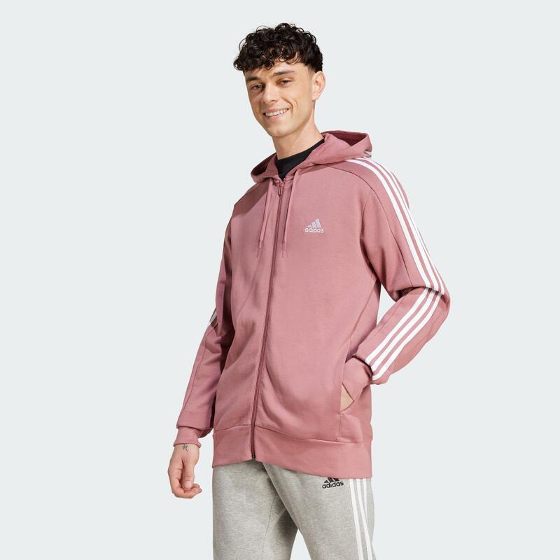 Felpa con cappuccio Essentials French Terry 3-Stripes Full-Zip