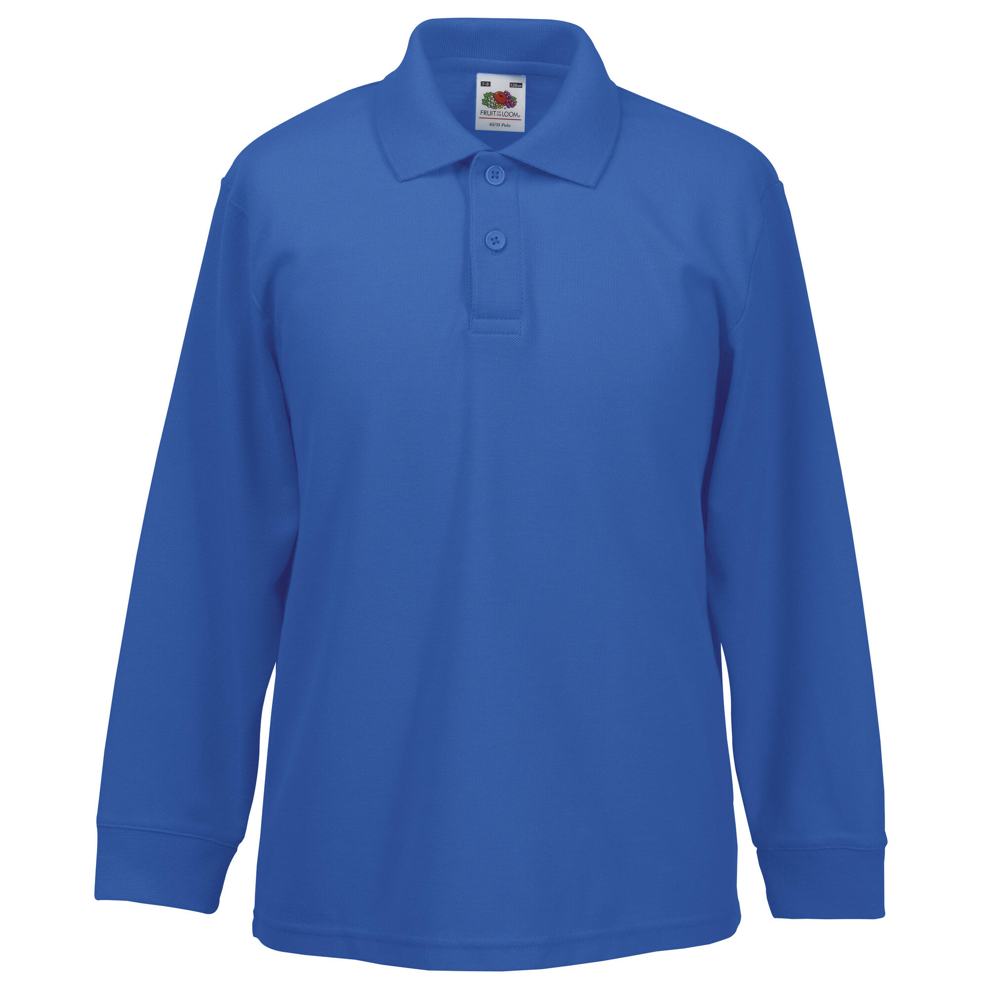 Fruit Of The Loom Childrens Long Sleeve 65/35 Pique Polo / Childrens Polo Shirts