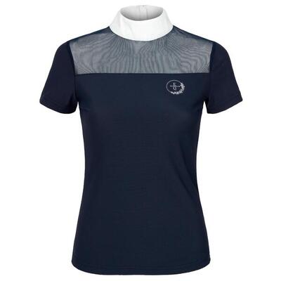Dames wedstrijdshirt equestrian queen leilani 24ss donkerblauw/wit
