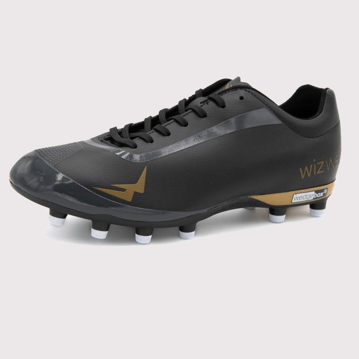 Chaussures de football enfant terrain sec Wizwedge Wave Noire