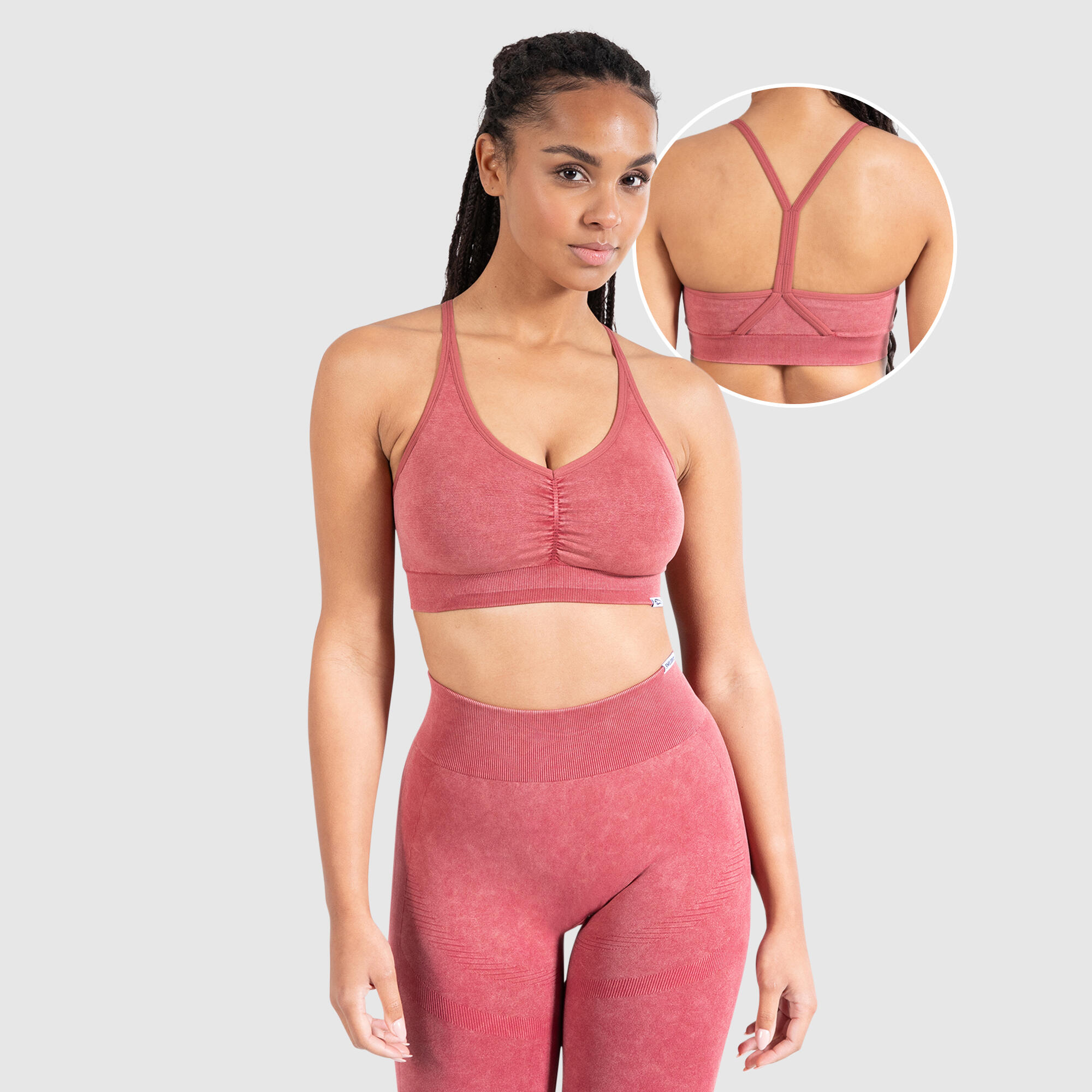 SMILODOX Damen Sport BH Batik Scrunch Rot