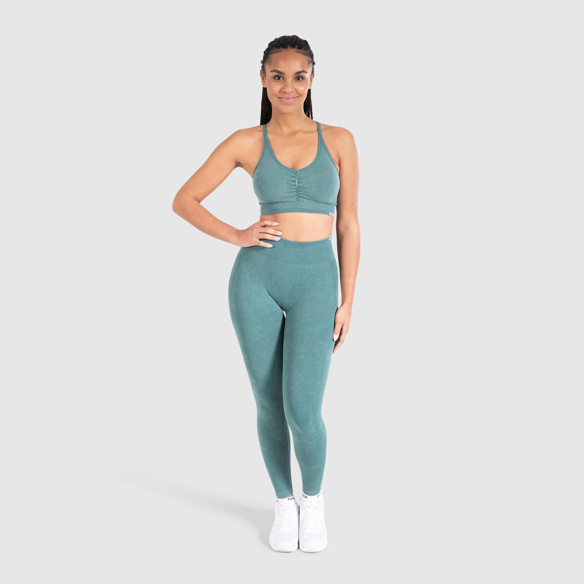 Damen Sport BH Batik Scrunch Dunkelgrün 3/6