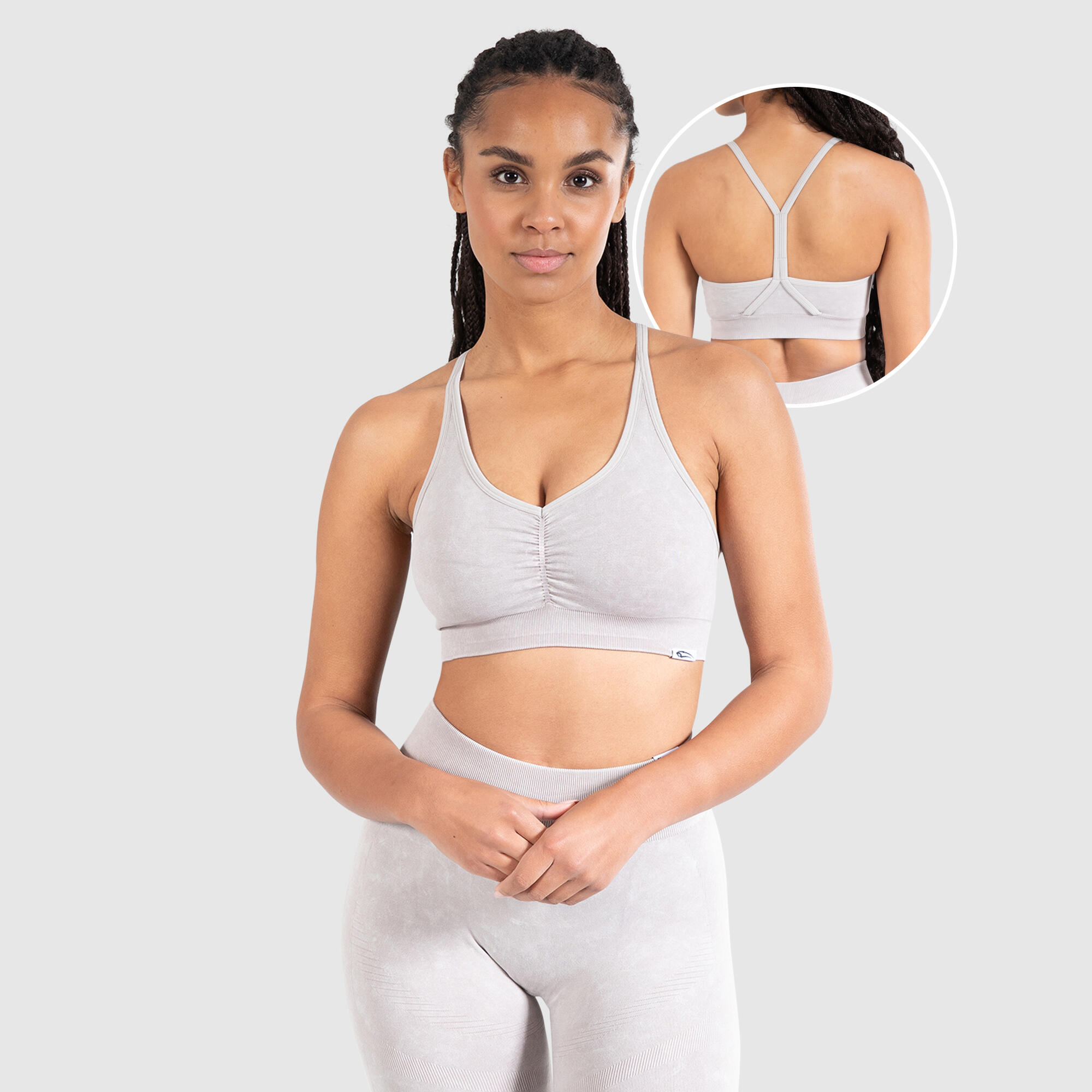 SMILODOX Damen Sport BH Batik Scrunch Beige
