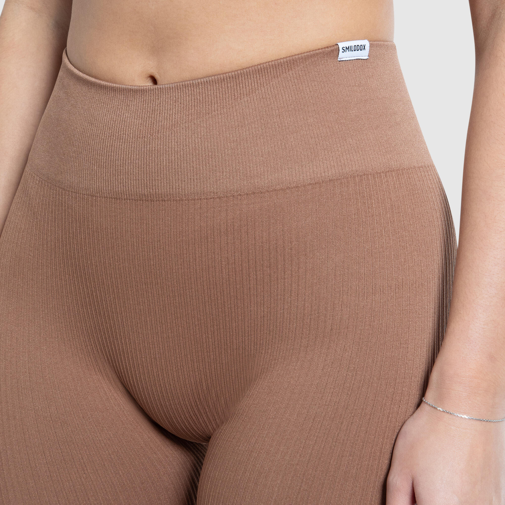 Damen High Waist Leggings Amaze Ripp Hellbraun 5/6
