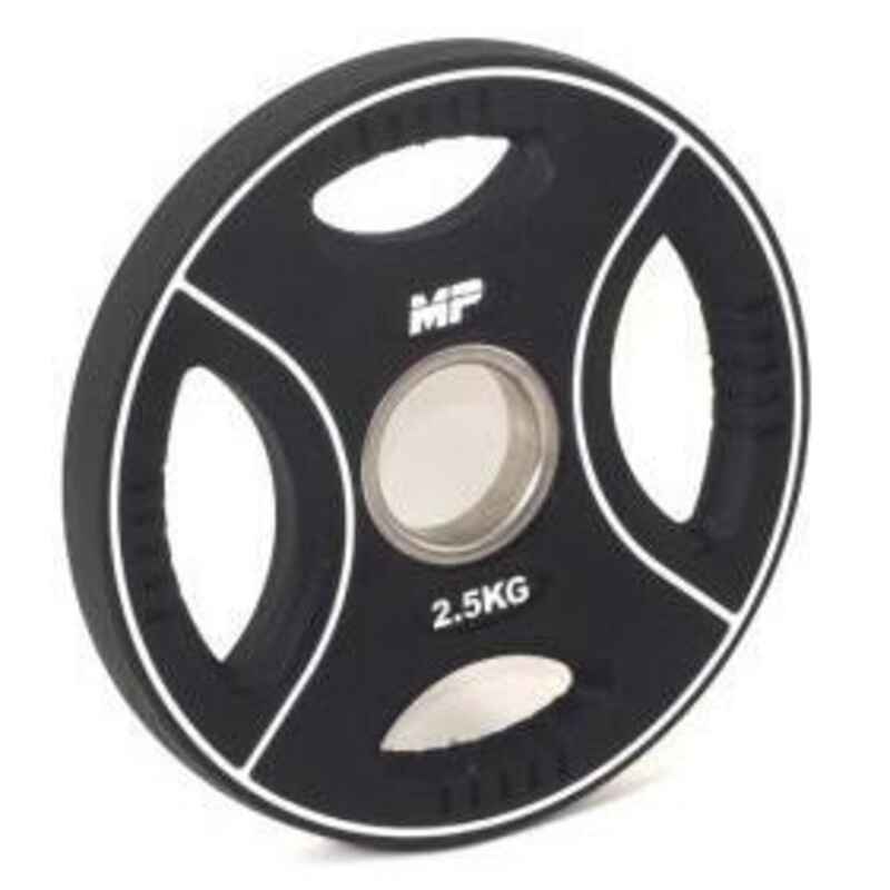 Muscle Power PU Hantelscheibe mit 4 Griffen - 50 mm - 2,5 kg