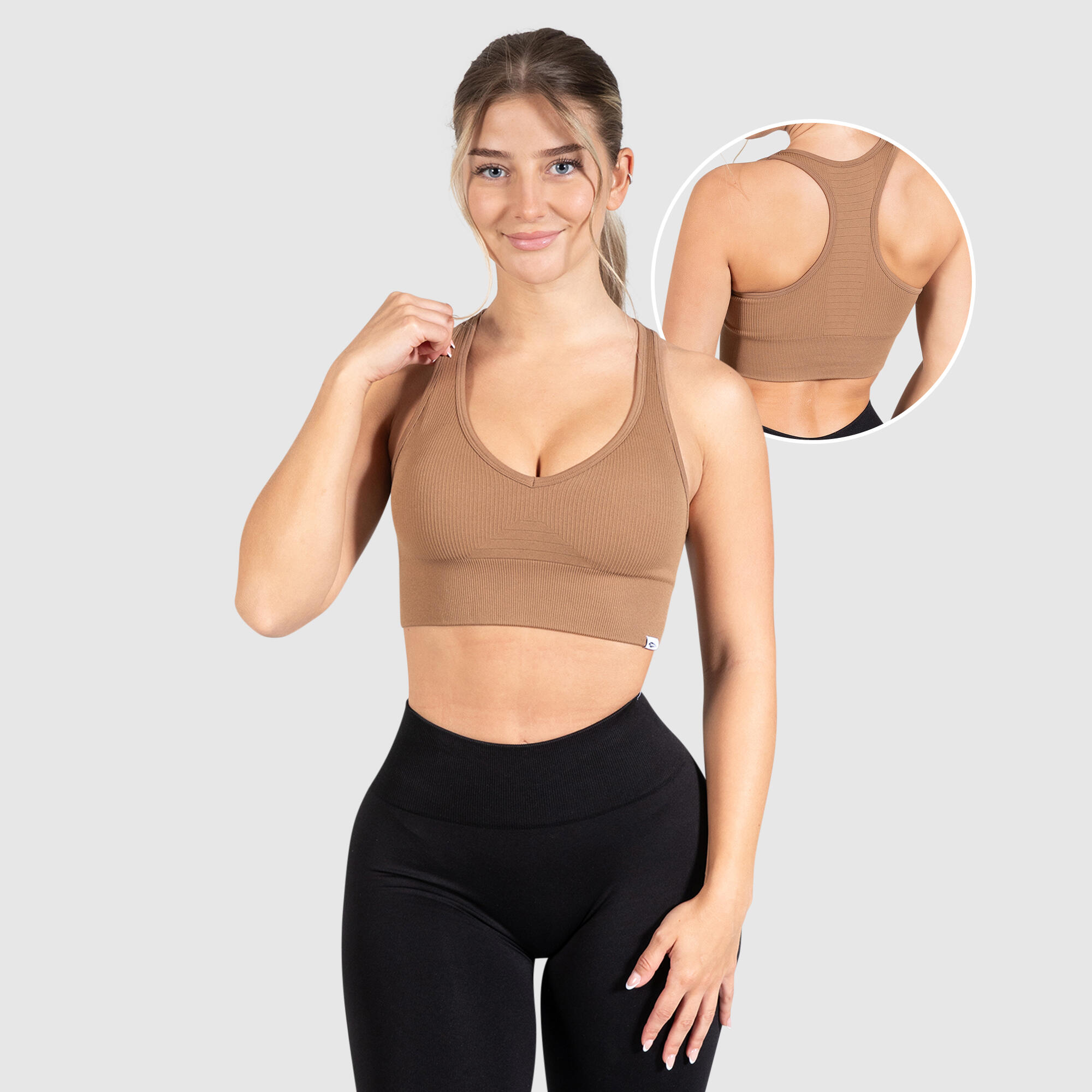 SMILODOX Damen Sport BH Amaze Pro Hellbraun