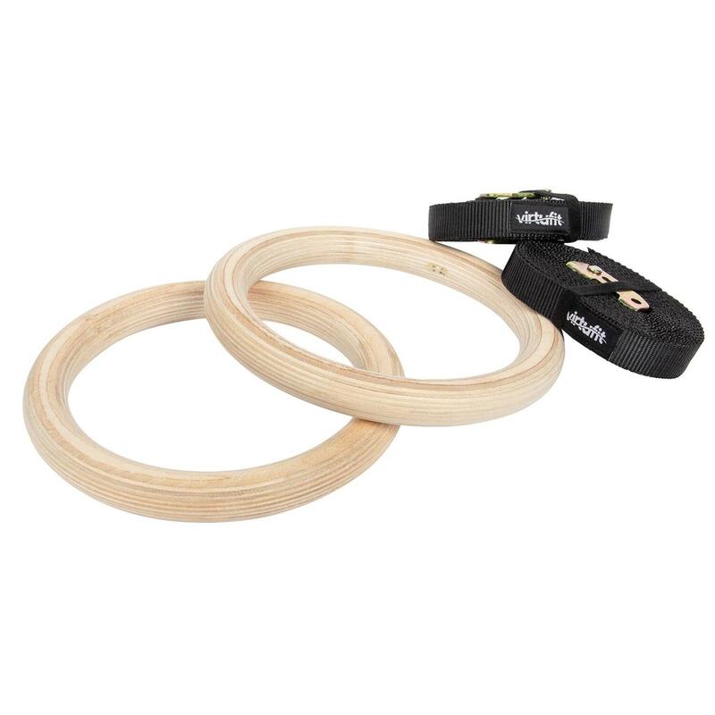 VirtuFit Houten Gym Ringen - Inclusief straps
