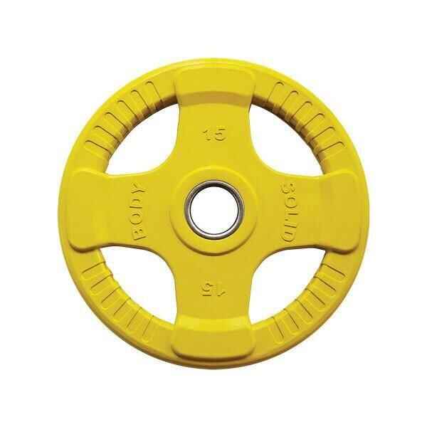 Body-Solid Coloured Olympic Rubber Hantelscheibe – Gelb – 15 kg