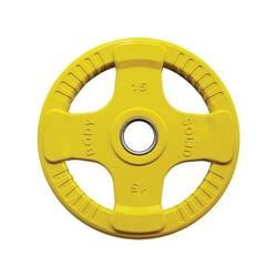 Plaque de poids en caoutchouc olympique de couleur Body-Solid - Jaune - 15 kg