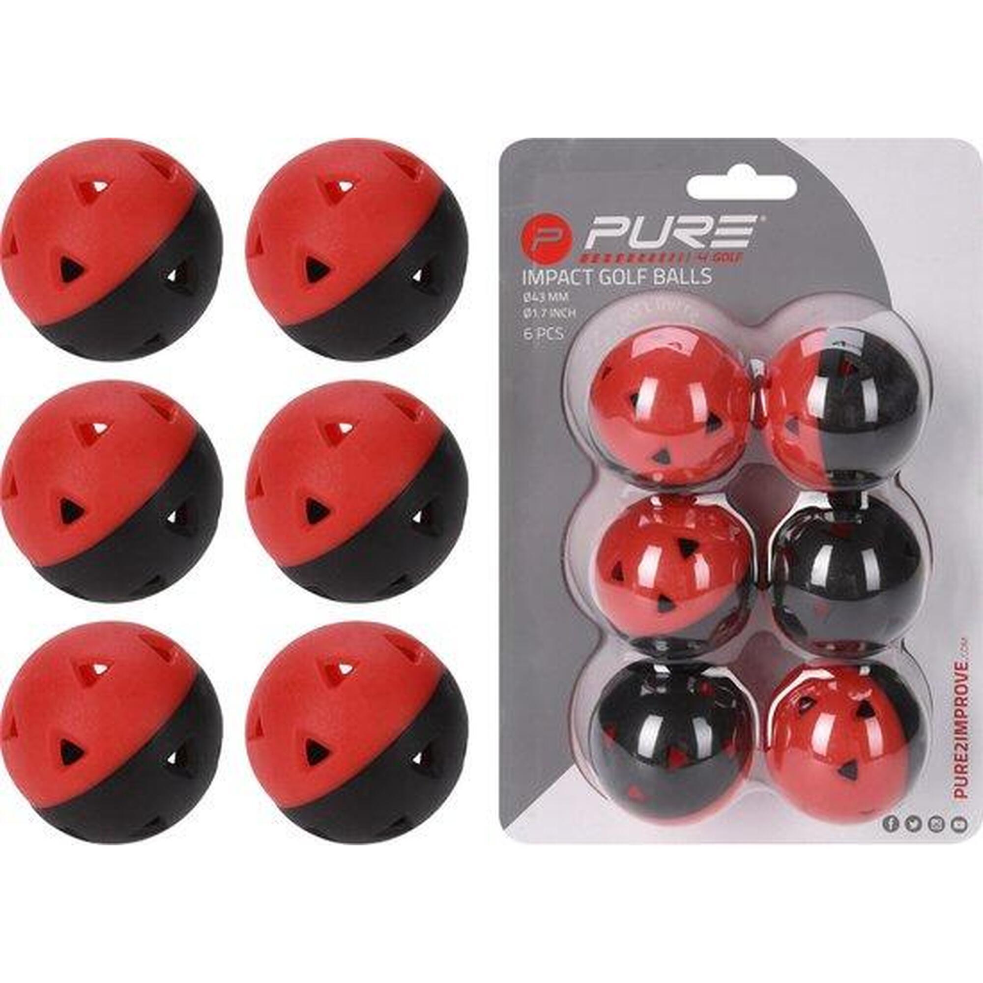 Bolas de entrenamiento de impacto para golf - Juego de 6 (Negro)