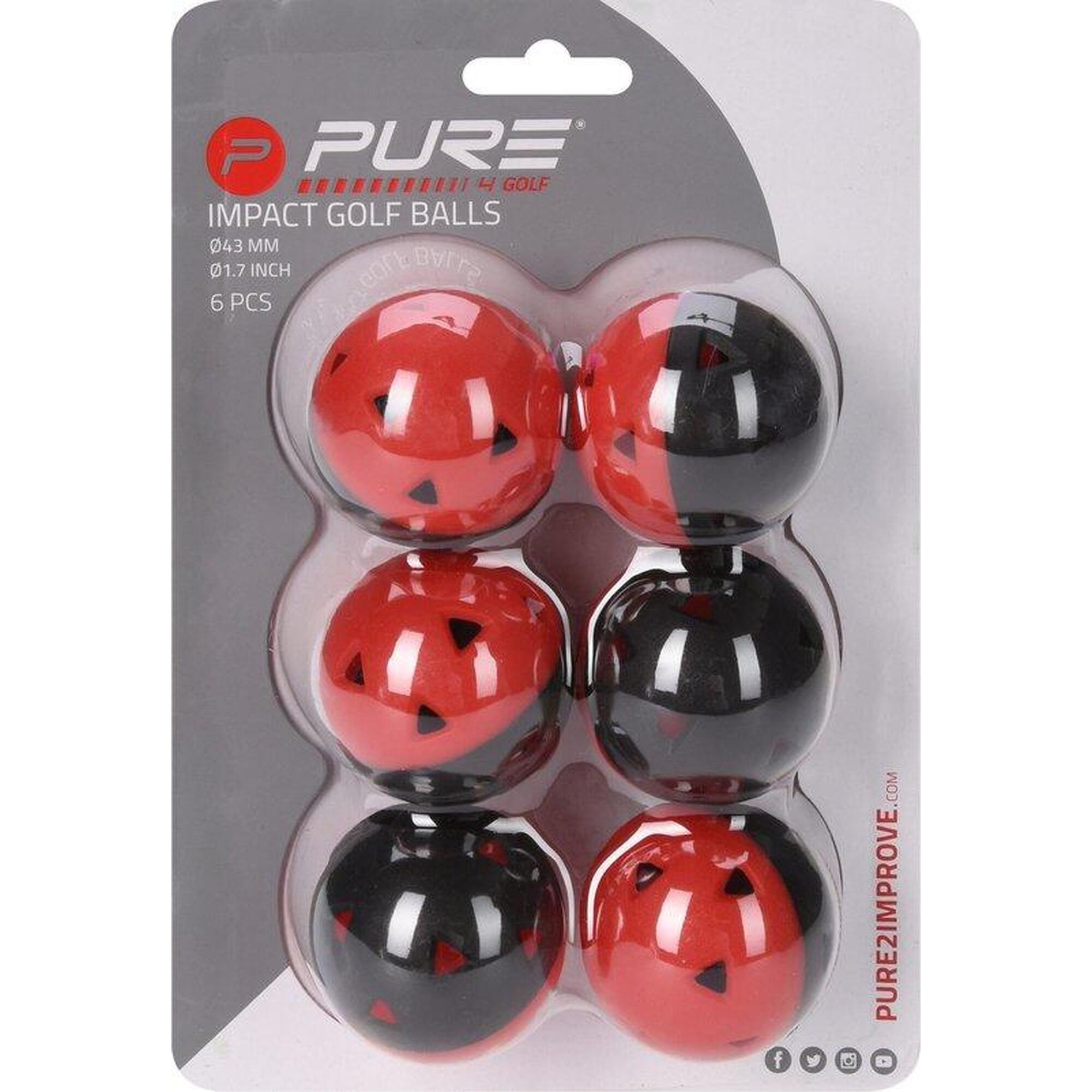 Golf Impact Training Balls - Set of 6 (Zwart)