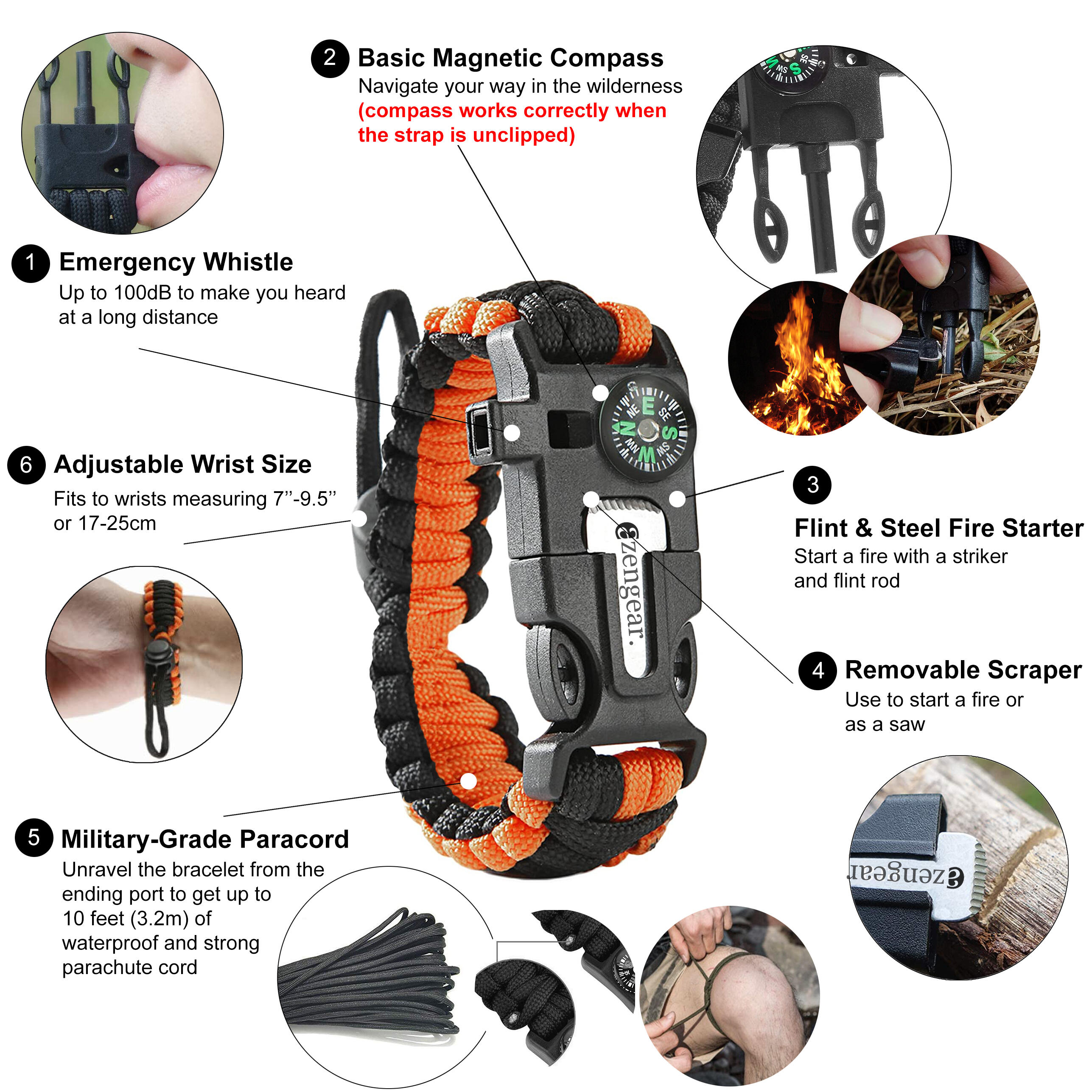 Survival bracelet with saw discount