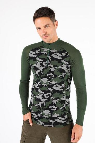 Bluza turystyczna męska Woolona Asker Zip z długim rękawem