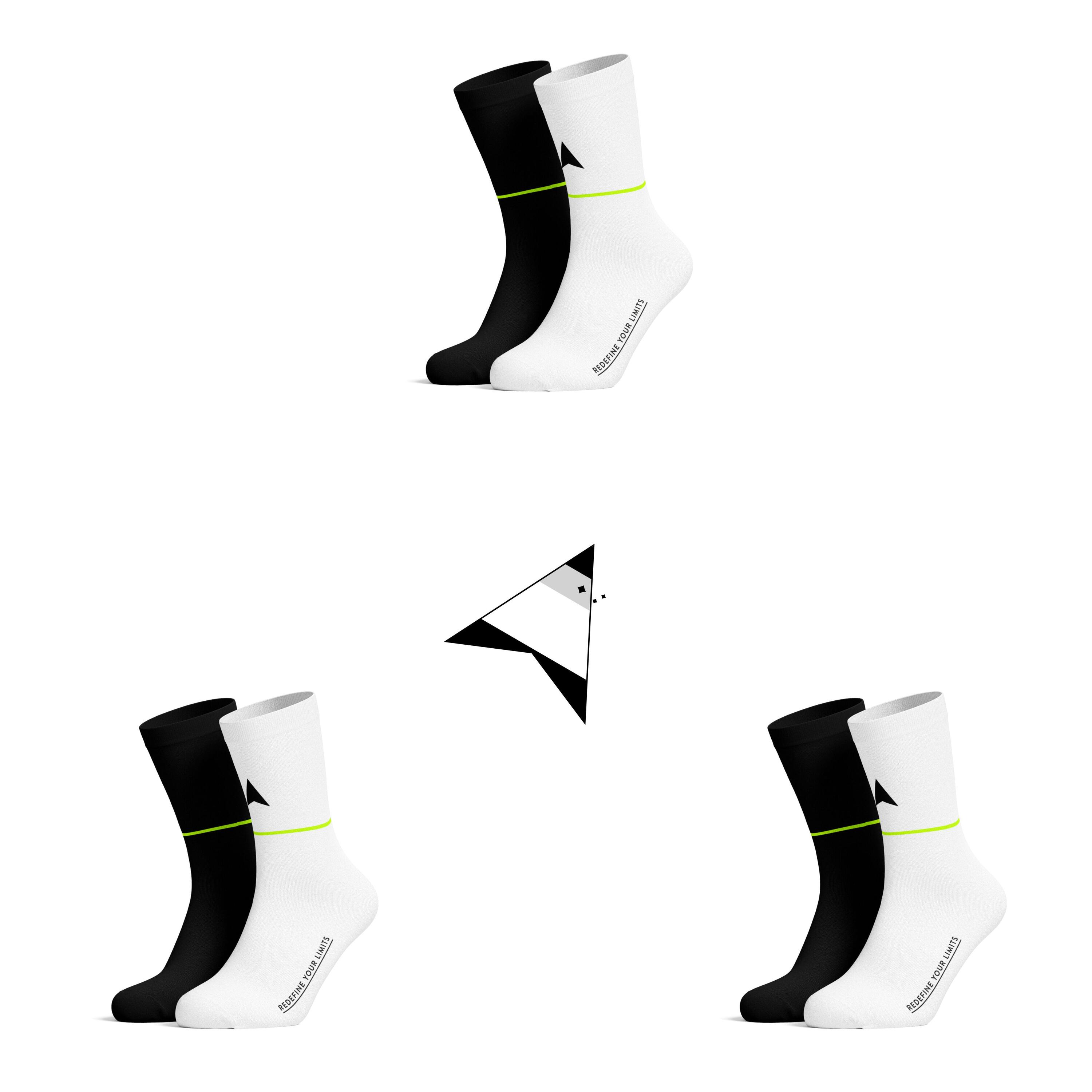 Klassike Fietssokken Bundle pack zwart en wit 1/4