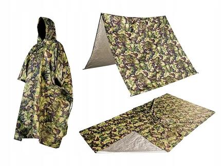 Poncho peleryna przeciwdeszczowa 3w1 tarp mata