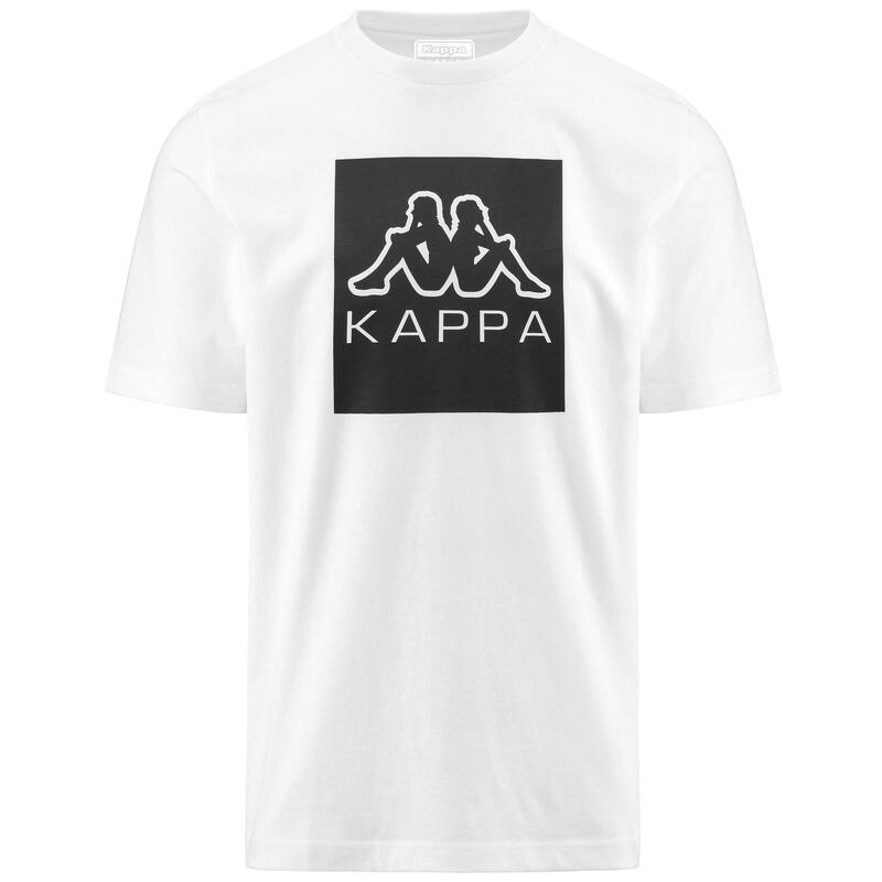 kappa t-shirt da uomo in cotone bianco da cardio training