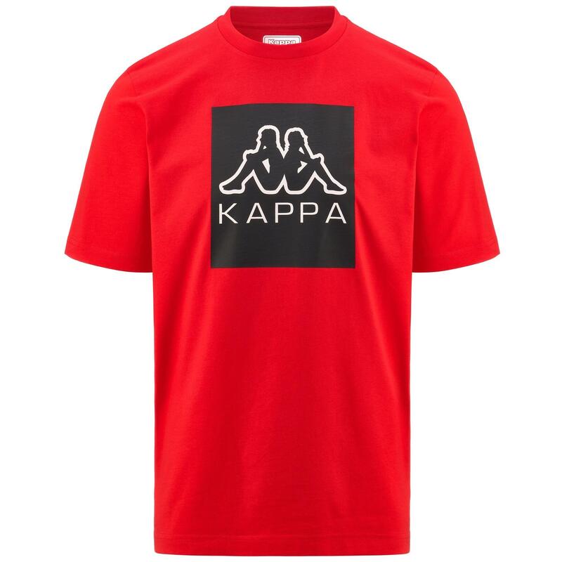 kappa t-shirt da uomo in cotone rosso da cardio training