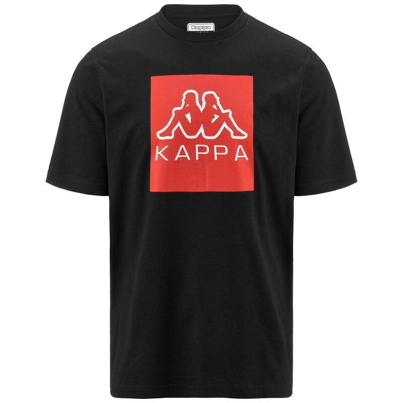 kappa t-shirt da uomo in cotone nero da cardio training