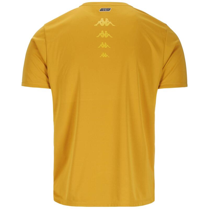 kappa t-shirt da uomo in poliestere giallo da fitness