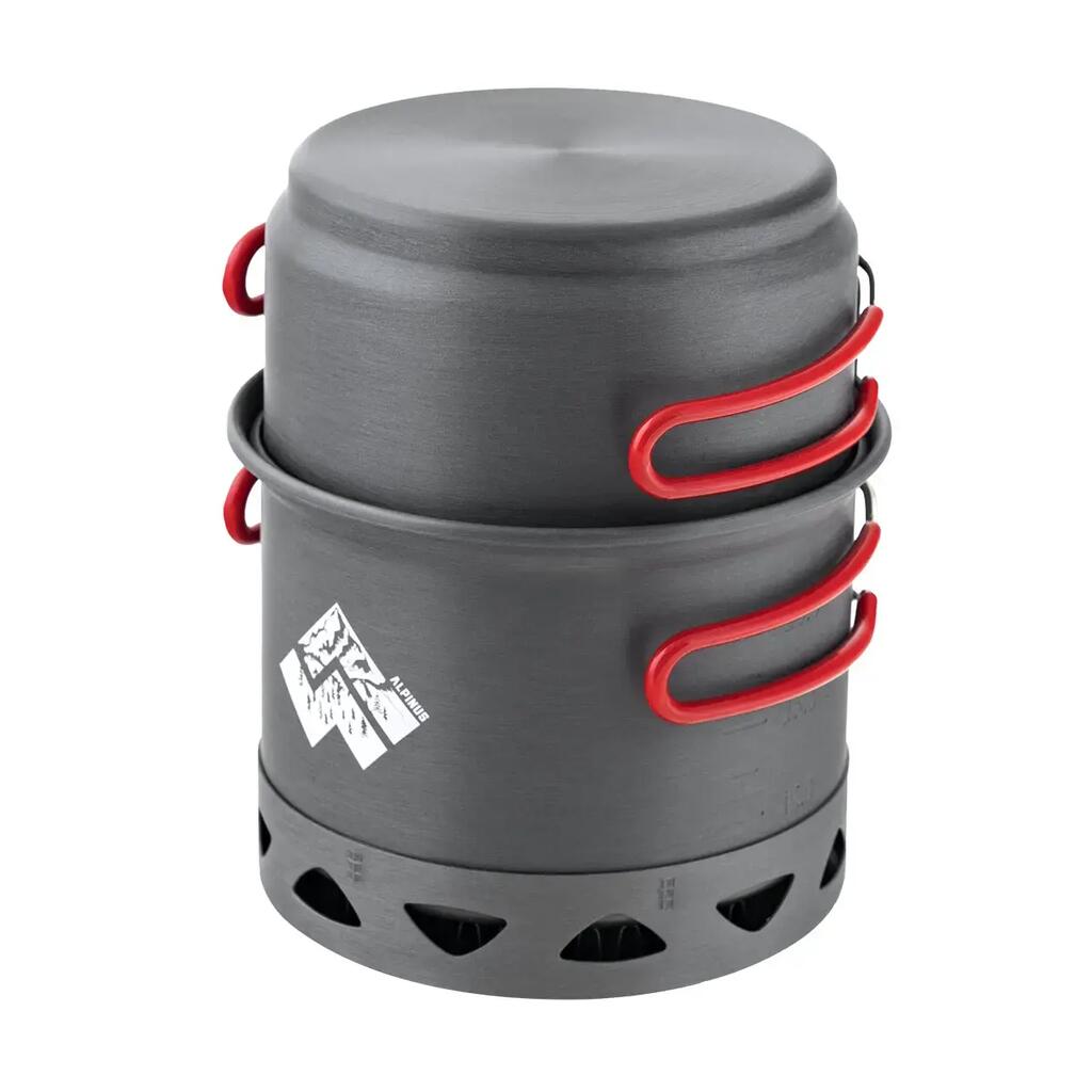 Valdes Camping Cookware Set - 2 Anodised Aluminium Pots with Heat Sink