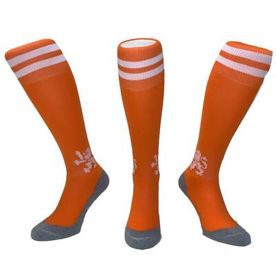 Hingly lange sportsokken oranje met witte leeuw