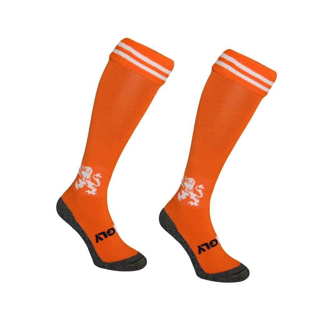 Hingly Lange sportsokken Oranje met witte Leeuw 2/2