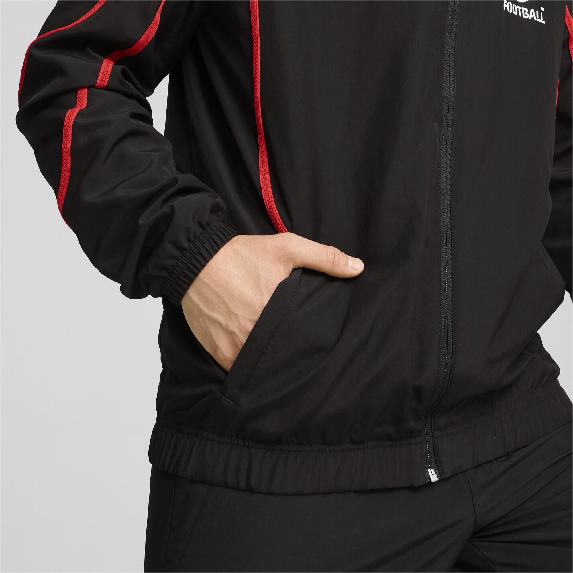 AC Mailand Gewebte Aufwärmjacke Herren PUMA Black For All Time Red 6/7