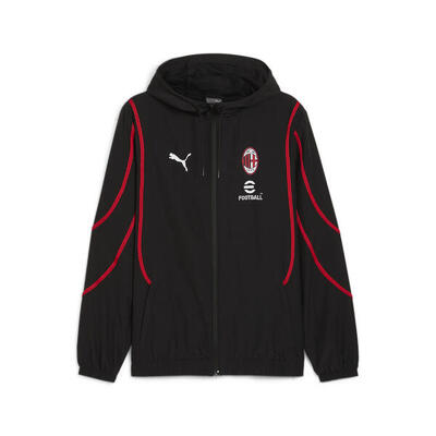 Giacca in tessuto pre-partita AC Milan da uomo PUMA Black For All Time Red